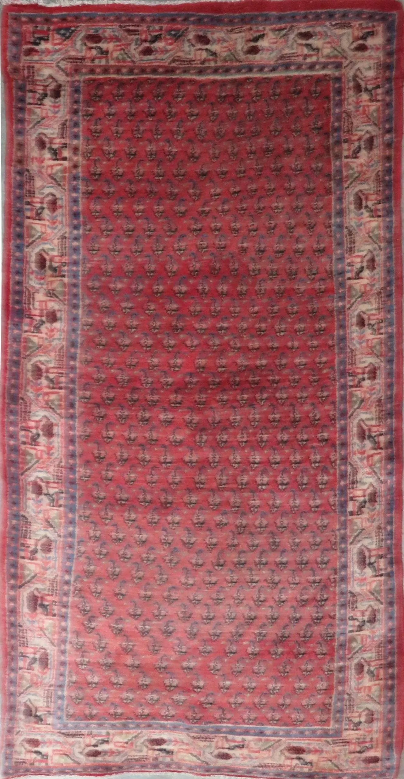 One Of The Kind Hand-Knotted Persian Wool Rug _ Luxurious Vintage Design, 7'8" x 4'1", Artisan Crafted